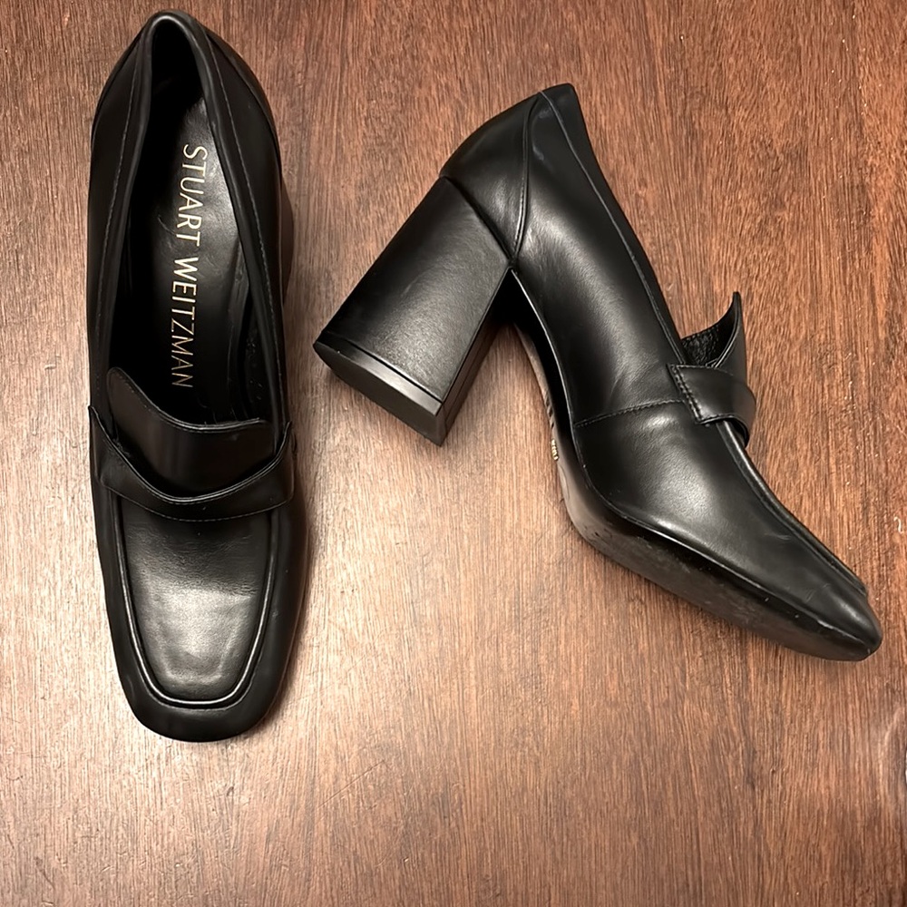 Worn Once Womens Stuart Weitzman blocked heeled loafers